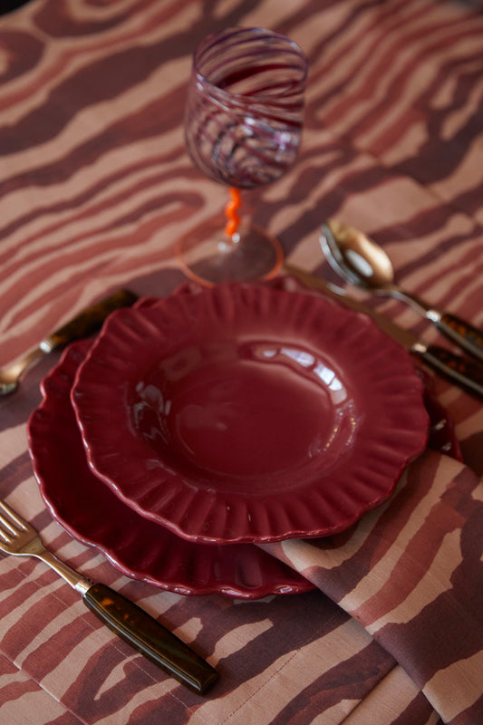 Set of 2 Animal Print Red Linen Placemats