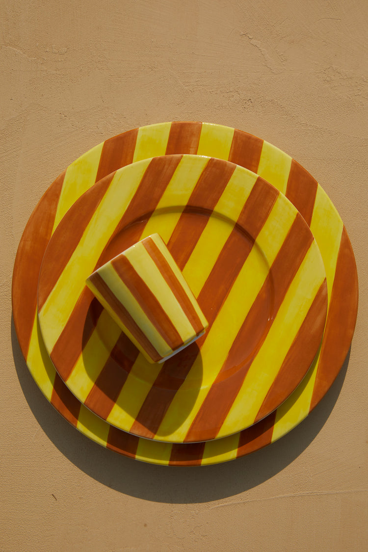 Striped Yellow Dinner Plate