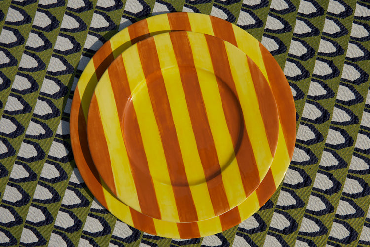 Striped Yellow Dinner Plate