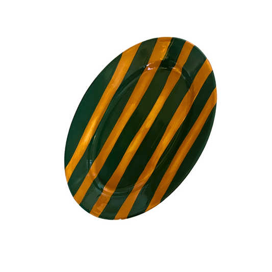 Stripe Mustard/Green Platter Small