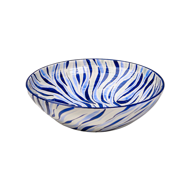 Animal Print Hand-Painted Blue Ceramic Centerpiece