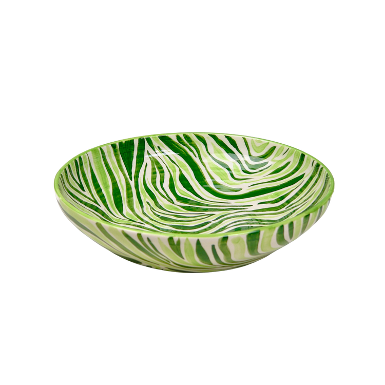 Animal Print Hand-Painted Green Ceramic Centerpiece