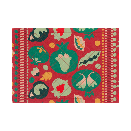 Set of 2 Pomegranates Terracotta Linen Quilted Placemats