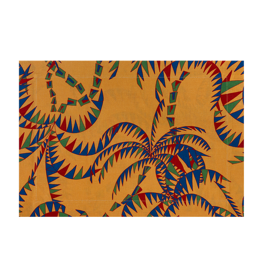 Set of 2 Palm Trees Mustard Yellow Linen Placemats