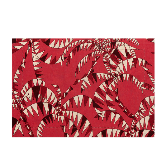 Set of 2 Palm Trees Red Linen Placemats