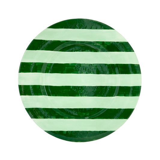 Green Hand-Painted Ceramic Dinner Plate