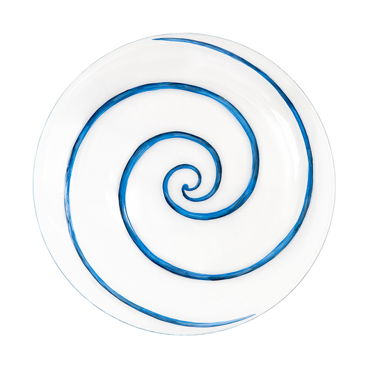 Spiral Blue Dessert Glass Plate