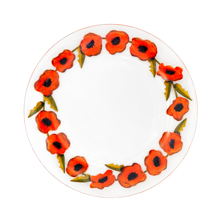 Crini & Sophia for Cabana Hand Painted Poppy Dinner Plate