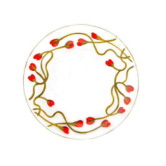 Crini & Sophia for Cabana Hand-Painted Poppy Dessert Plate