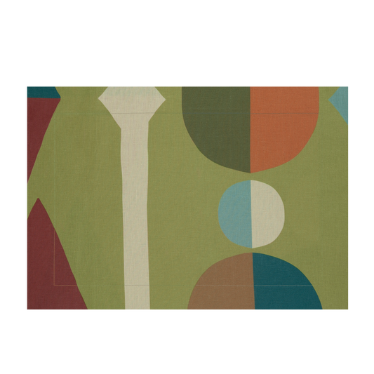 Set of 2 Art Deco Light Green Linen Placemats