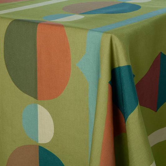 Art Deco Light Green Linen Tablecloth