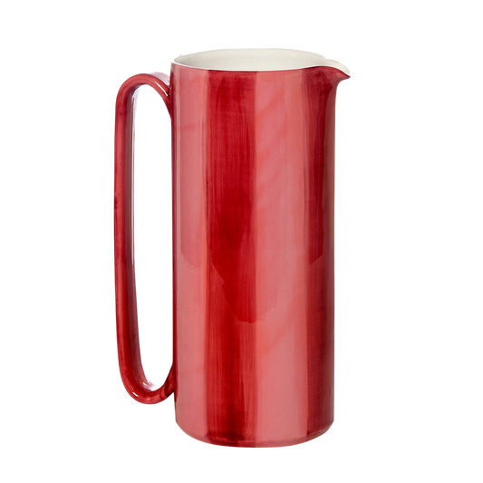 Striped Ceramic Carafe Red Tall