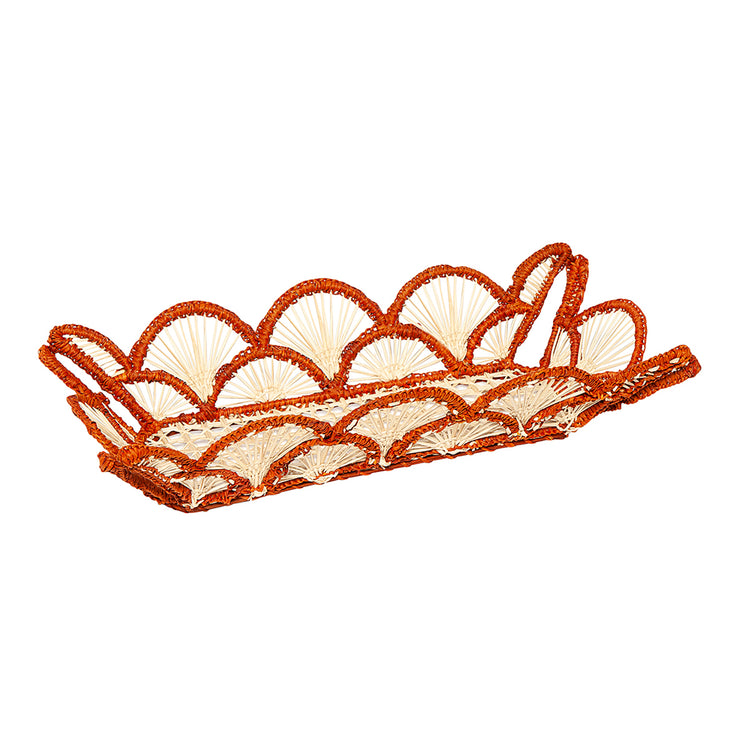 Seashell Handwoven Red Rectangular Basket