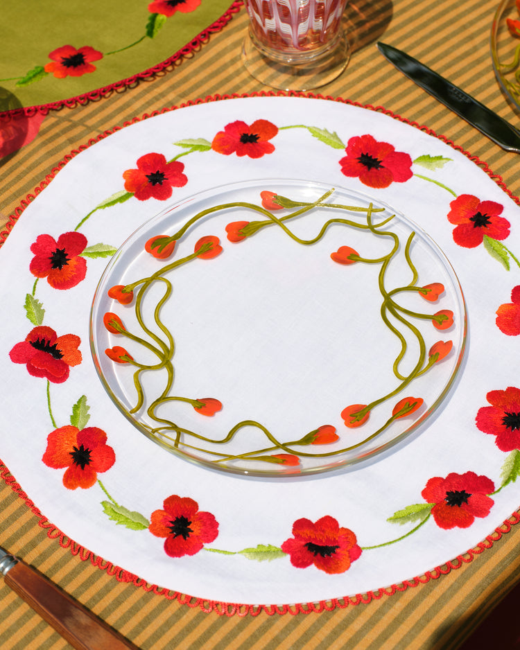 Crini & Sophia for Cabana Hand-Painted Poppy Dessert Plate