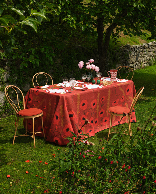 Crini & Sophia Poppy Burgundy Tablecloth