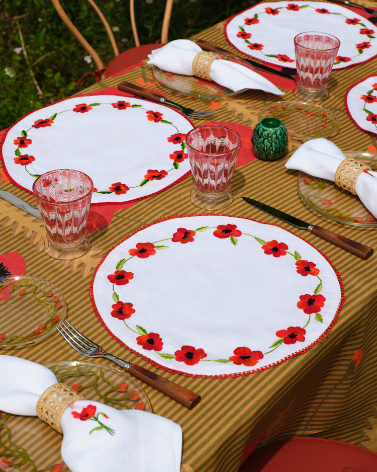 Crini & Sophia Poppy White Placemat