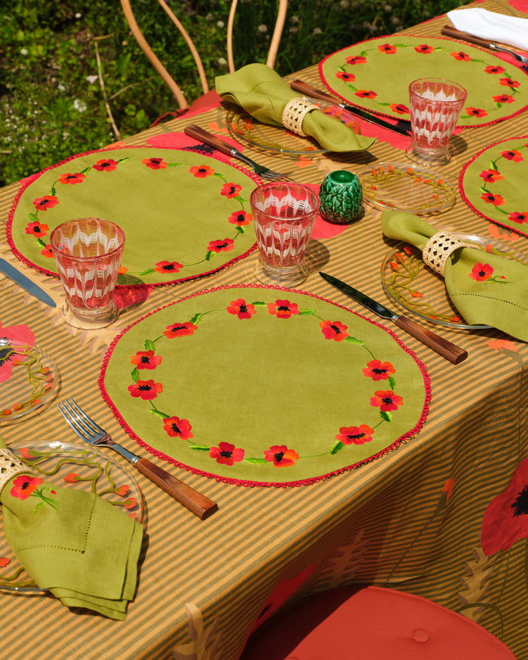 Crini & Sophia Poppy Green Placemat