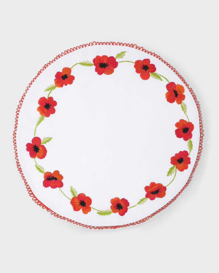 Crini & Sophia Poppy White Placemat