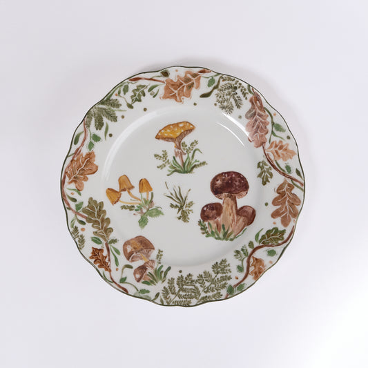 Mushroom Limoges Hand-Painted Dinner Plate