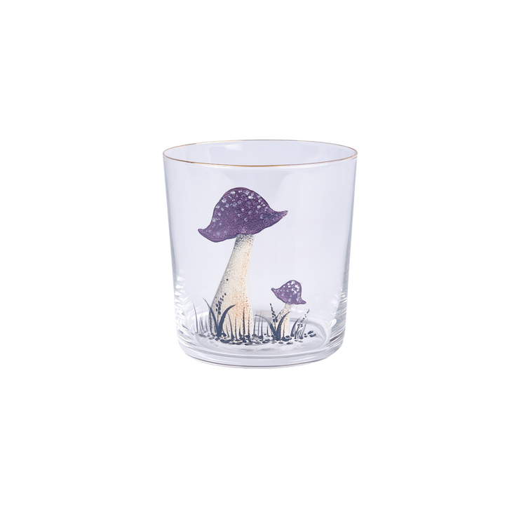 Purple Mushroom Hand-Painted Tumbler Glass