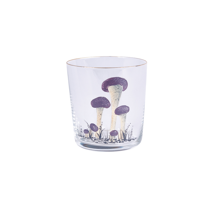 Purple Mushroom Hand-Painted Tumbler Glass