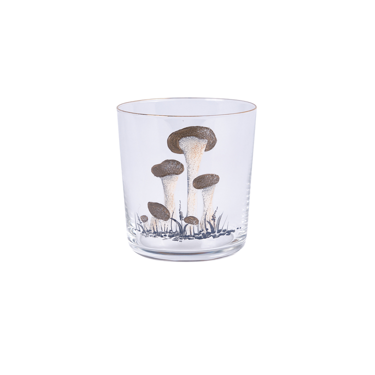 Olive Mushroom Hand-Painted Tumbler Glass