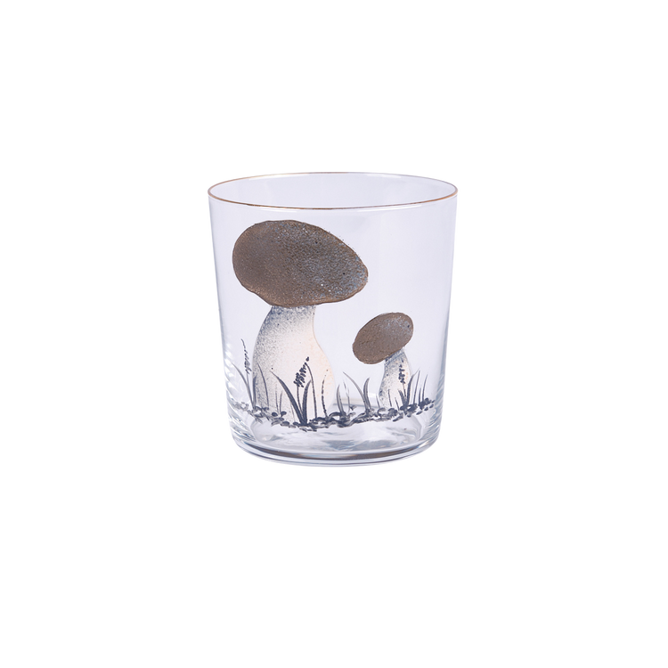 Olive Mushroom Hand-Painted Tumbler Glass