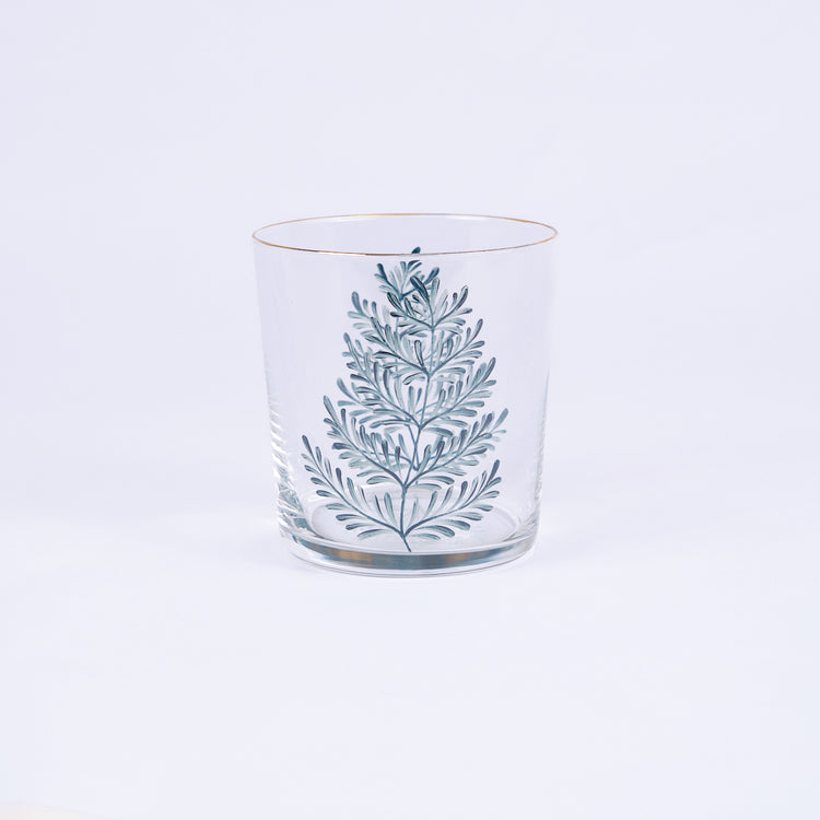 Set of 4 Leaves Hand-Painted Tumbler Glass