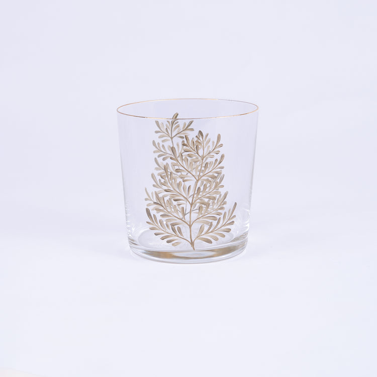 Set of 4 Leaves Hand-Painted Tumbler Glass