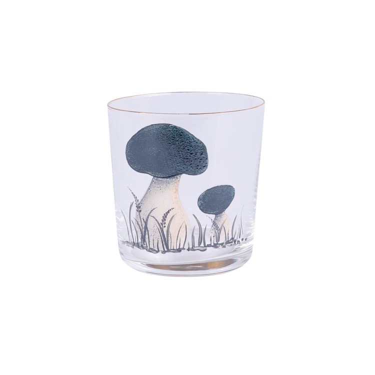 Dark Green Mushroom Hand-Painted Tumbler Glass