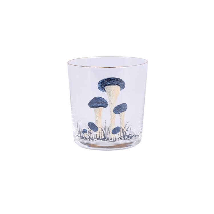 Blue Mushroom Hand-Painted Tumbler Glass