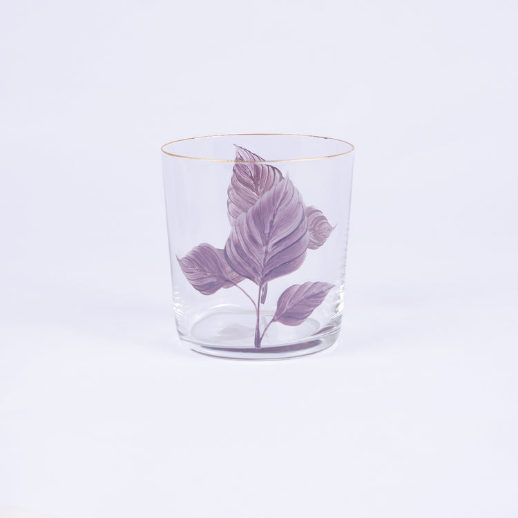 Set of 4 Leaves Hand-Painted Tumbler Glass