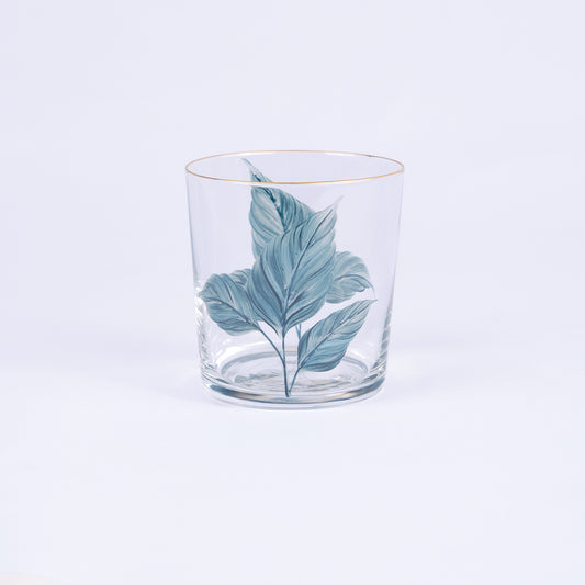 Set of 4 Leaves Hand-Painted Tumbler Glass