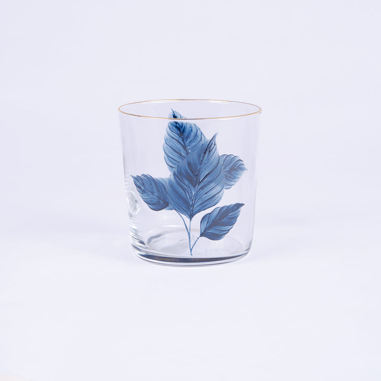 Set of 4 Leaves Hand-Painted Tumbler Glass