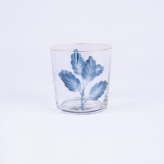 Set of 4 Leaves Hand-Painted Tumbler Glass