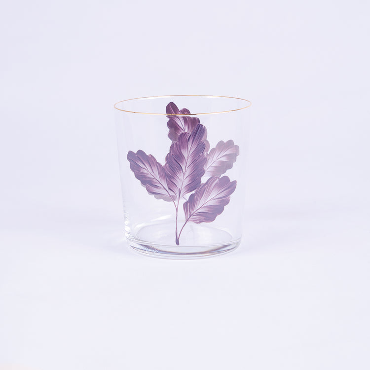 Set of 4 Leaves Hand-Painted Tumbler Glass