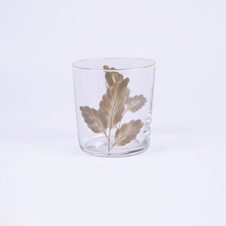 Set of 4 Leaves Hand-Painted Tumbler Glass
