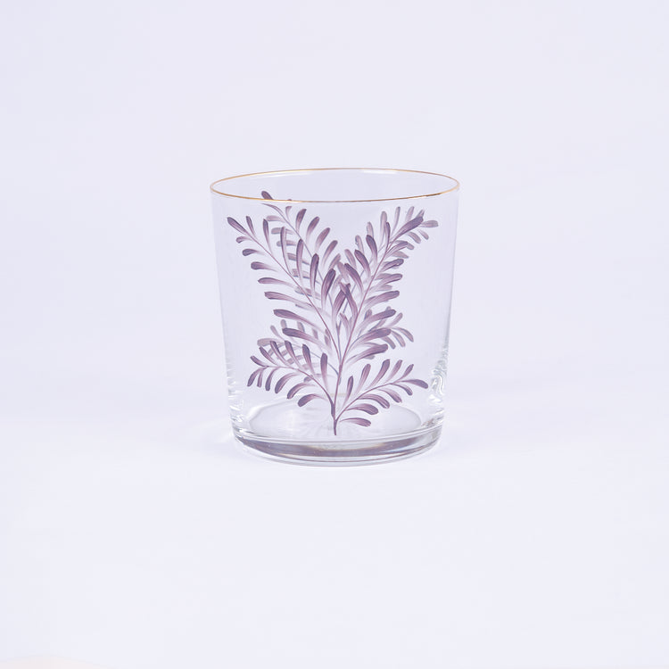 Set of 4 Leaves Hand-Painted Tumbler Glass