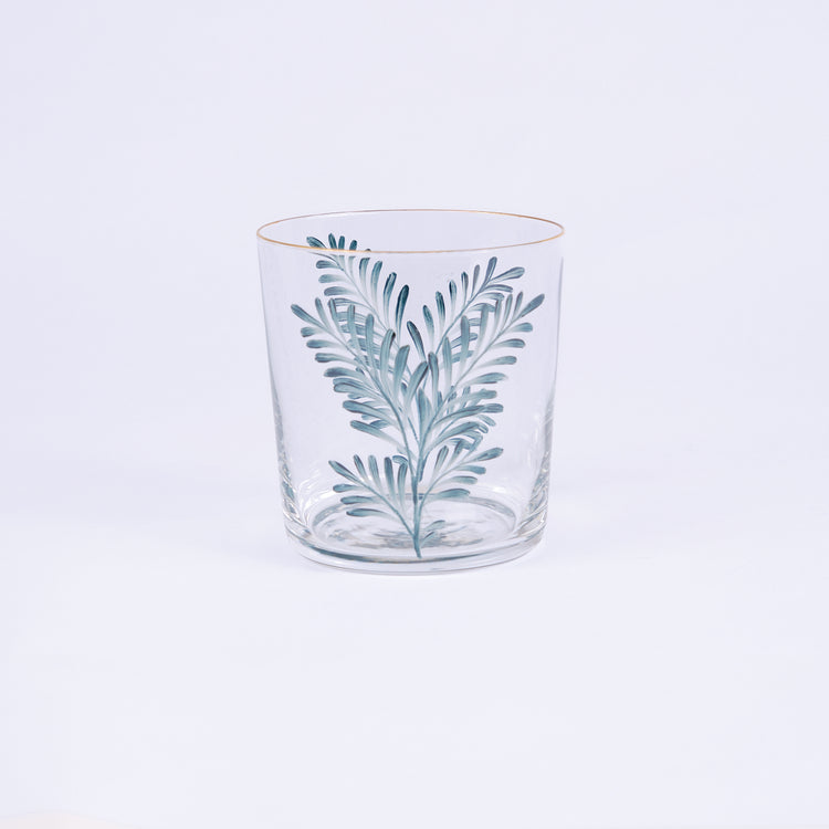Set of 4 Leaves Hand-Painted Tumbler Glass