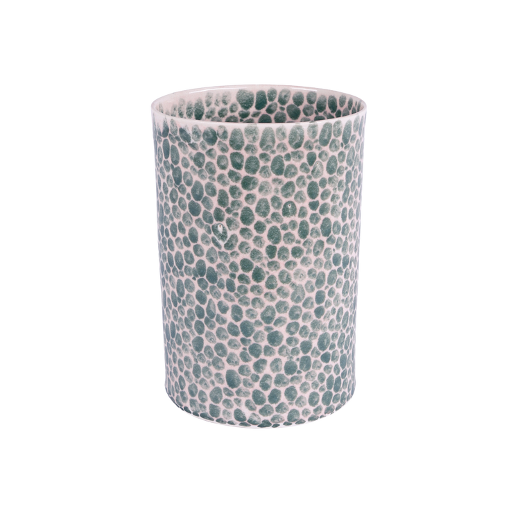 Hand-Painted Dark Green Porcelain Dots Vase (Large)