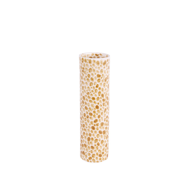 Hand-Painted Yellow Porcelain Dots Vase (Bamboo)