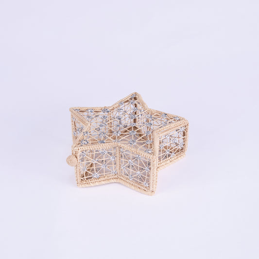 Star Handwoven Natural & Silver Box