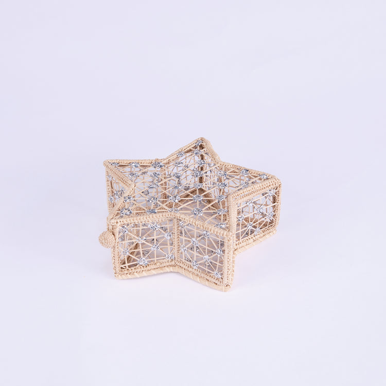 Star Handwoven Natural & Silver Box