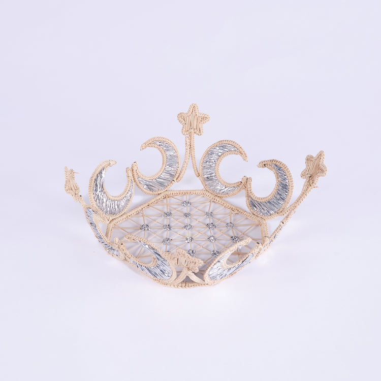 Moon Handwoven Natural & Silver Square Basket