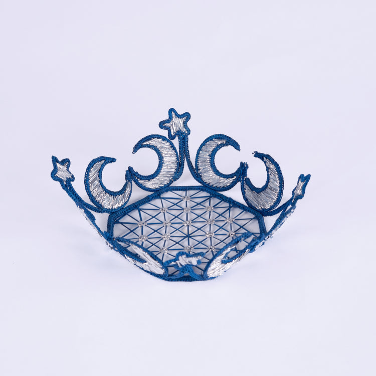 Moon Handwoven Blue & Silver Square Basket