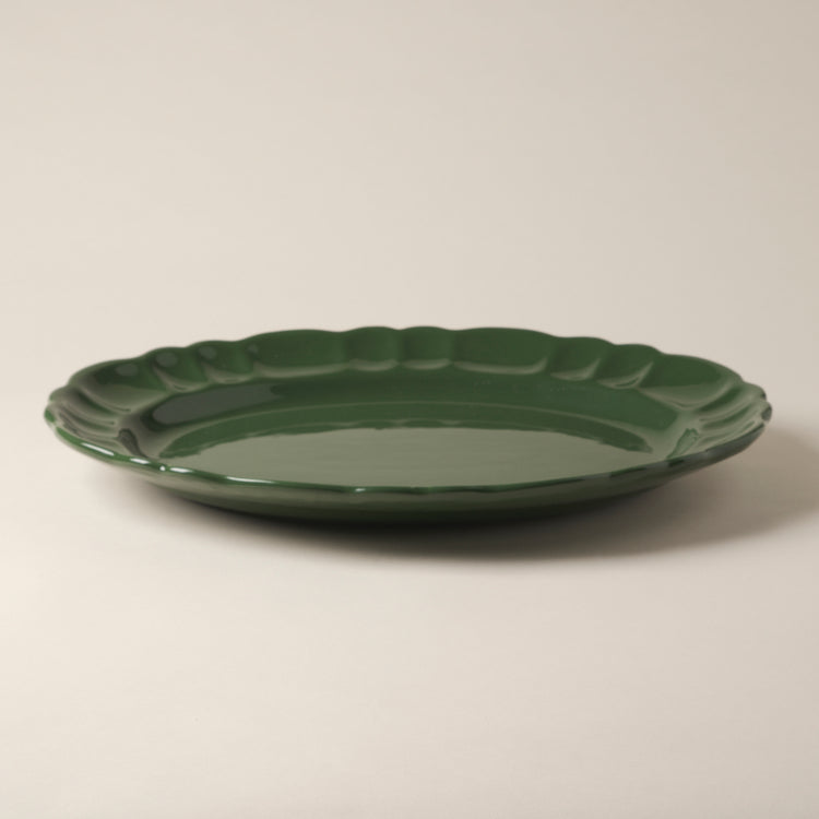 Green Flower Handmade Ceramic Platter