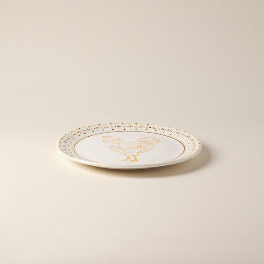 Rooster Hand-Painted Ceramic Dinner Plate