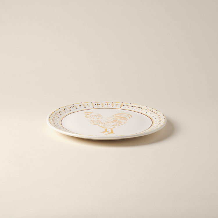 Rooster Hand-Painted Ceramic Dinner Plate