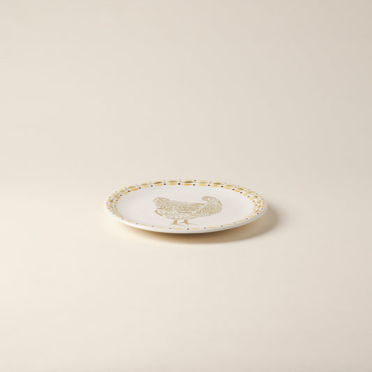 Rooster Hand-Painted Ceramic Dessert Plate