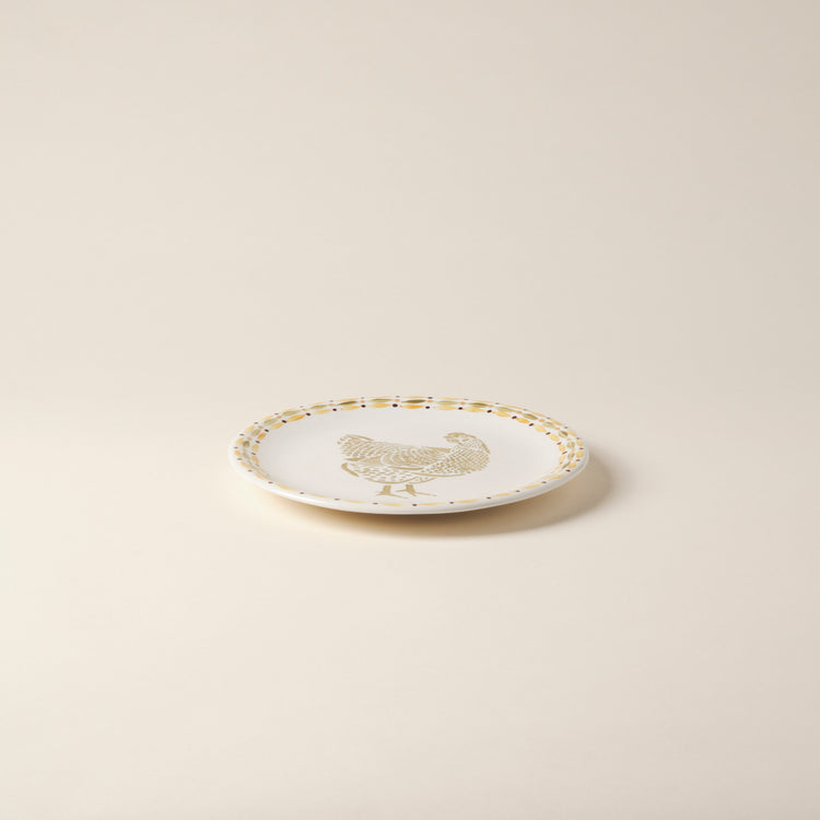 Rooster Hand-Painted Ceramic Dessert Plate